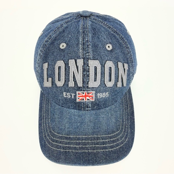Major Wear Accessories - LONDON Blue Medium Wash Denim Baseball Cap Union Jack Flag | Adjustable OS